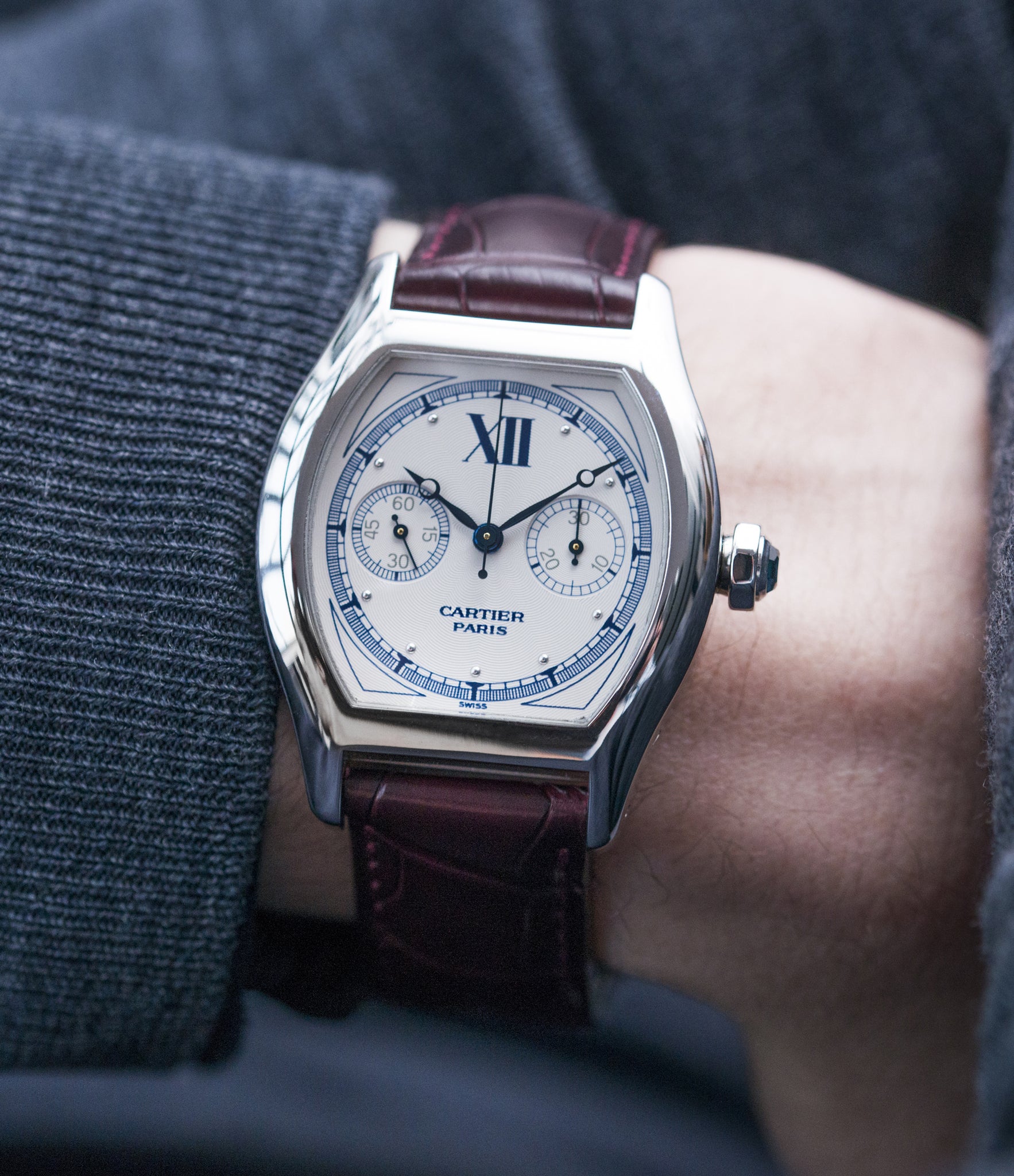 selling Cartier Monopusher Monopoussoir ref. 2396 white gold dress watch with THA ebauche for sale online at A Collected Man London UK specialist of rare watches