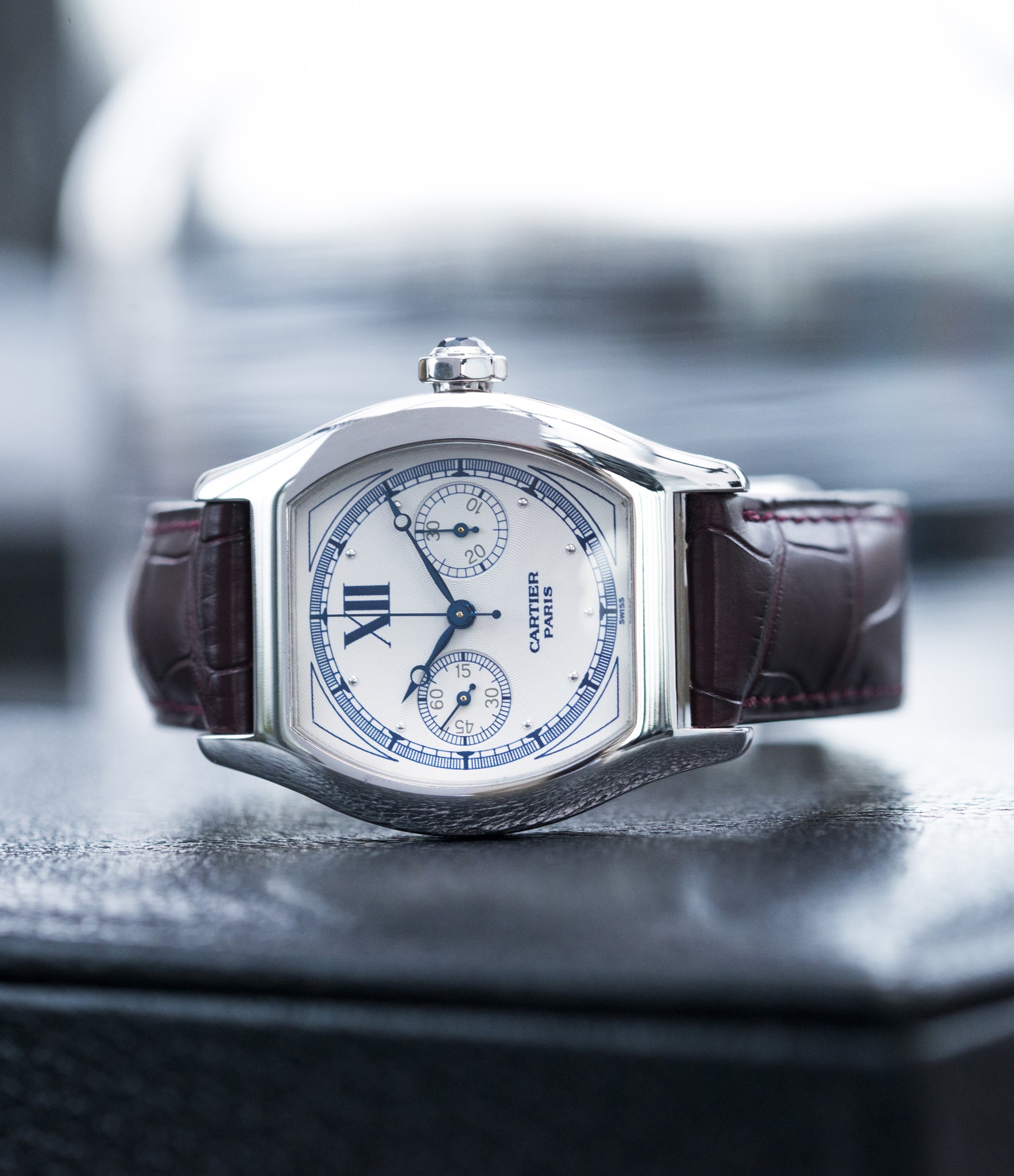 sell Cartier Monopusher Monopoussoir ref. 2396 white gold dress watch with THA ebauche for sale online at A Collected Man London UK specialist of rare watches