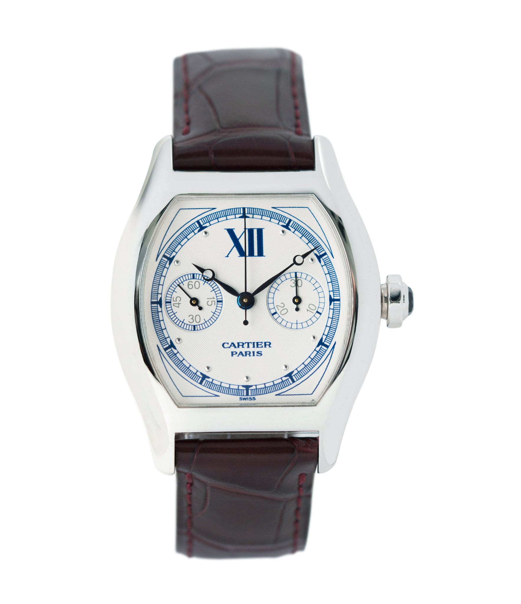 buy Cartier Monopusher Monopoussoir ref. 2396 white gold dress watch with THA ebauche for sale online at A Collected Man London UK specialist of rare watches