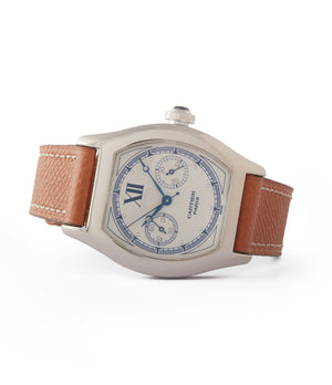 side-shot Cartier Monopusher 2396  by independent watchmakers chronograph  for sale at A Collected Man London UK specialist of rare watches
