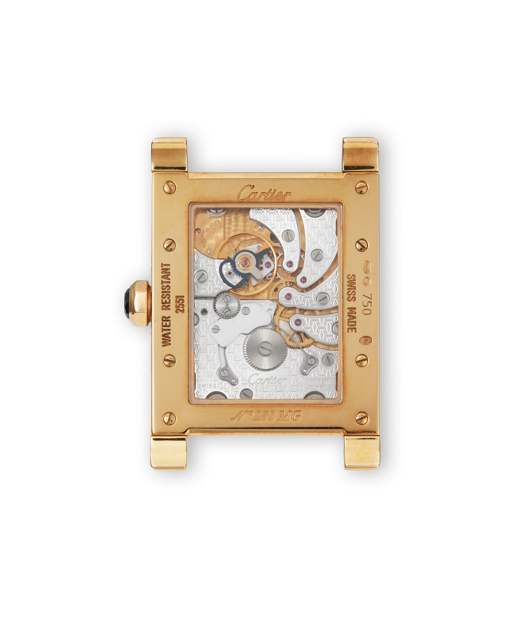 Caseback | Cartier 2551 | Tank à Vis Dual Time | Yellow Gold | A Collected Man | Available Worldwide