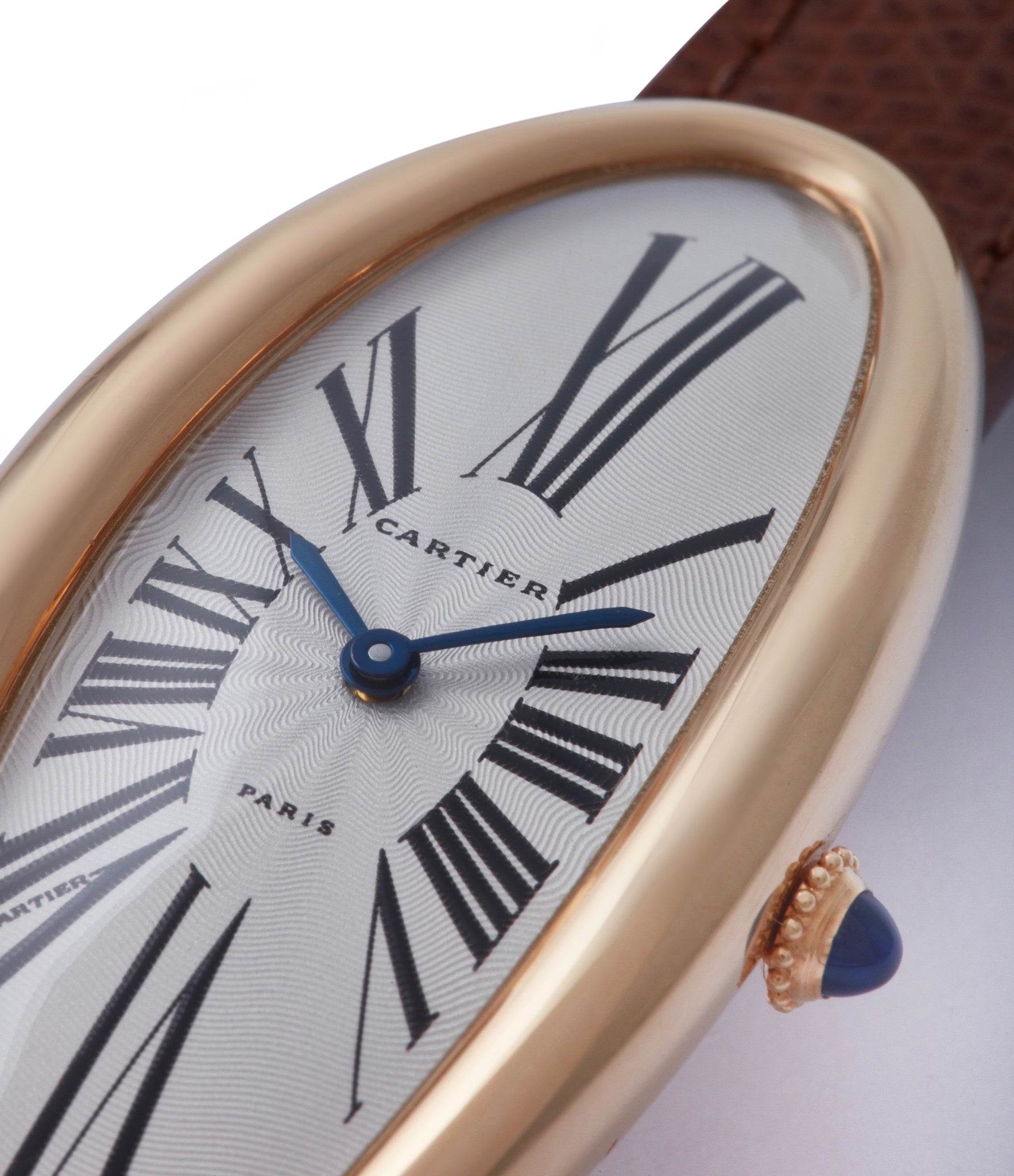 oval dial Roman numerals Cartier Baignoire Allongée vintage pink gold time-only dress watch for sale online A Collected Man London British specialist of rare watches