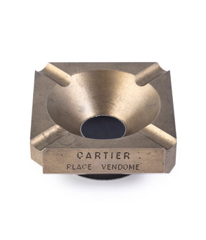 Front shot of vintage collectable Cartier bronze ashtray available to buy at A Collected Man London