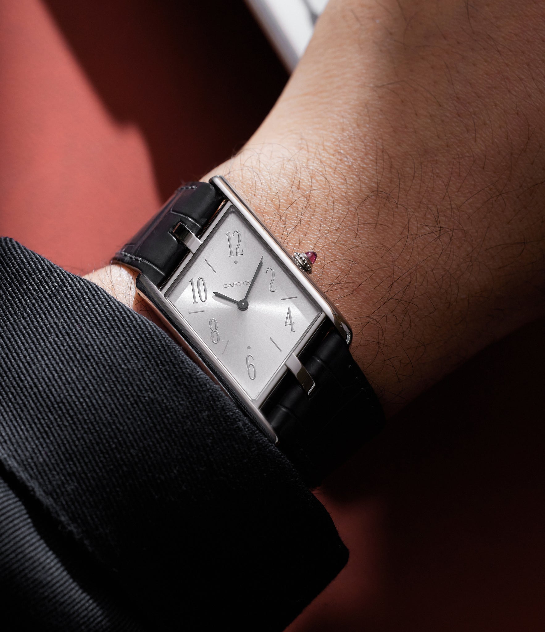 On Wrist | Cartier | Tank Asymetrique | Cartier Privée Limited Edition | Platinum | Available worldwide at A Collected Man