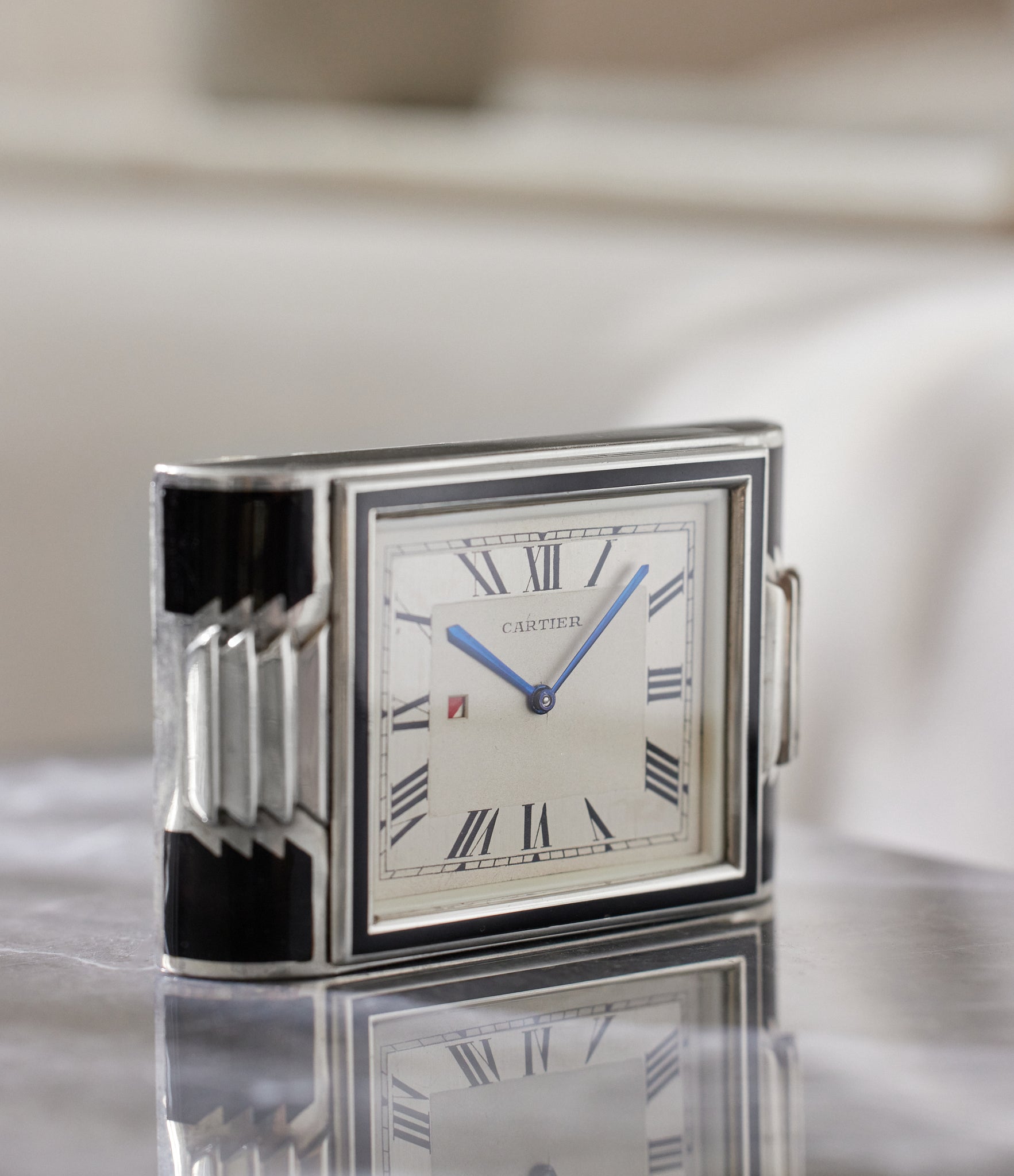 Dashboard Clock | Art Deco | Silver & Lacquer
