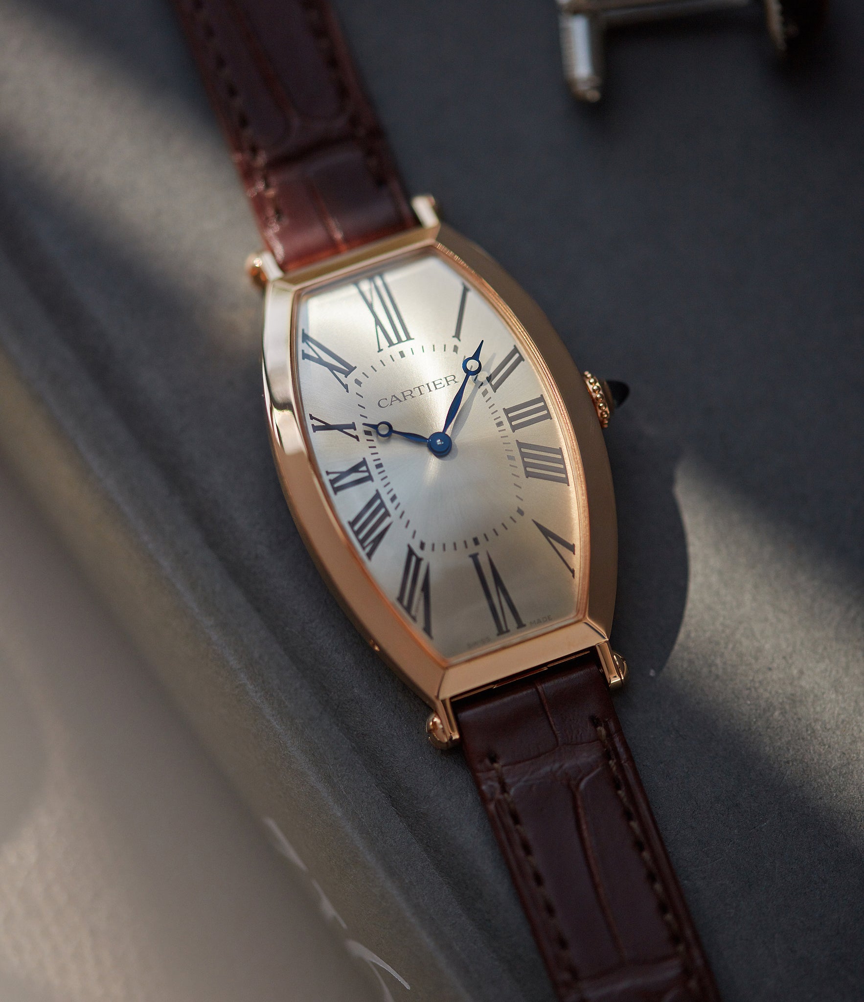rare Cartier Montre Tonneau rose gold time-only luxury rare dress watch for sale online at A Collected Man London