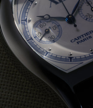 Front Dial Close up | Cartier | Tortue Monopoussoir | 2396 | CPCP | White Gold | Available worldwide at A Collected Man
