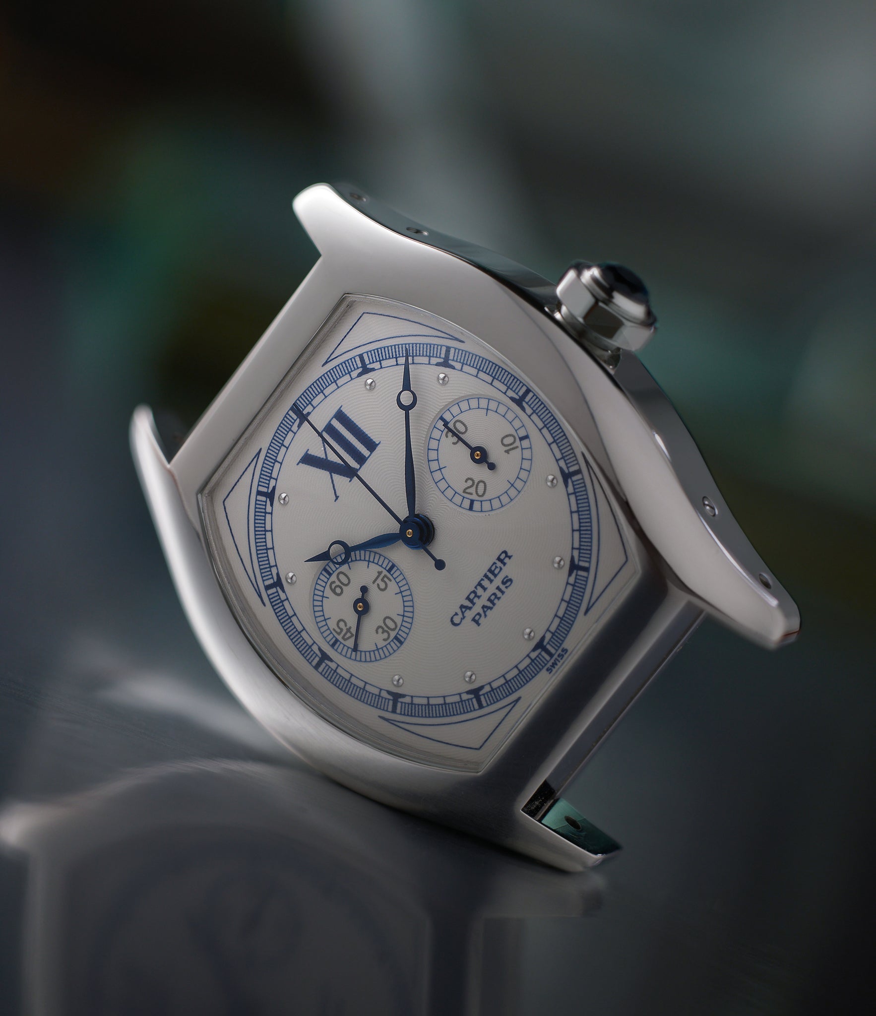 Front Dial Case | Cartier | Tortue Monopoussoir | 2396 | CPCP | White Gold | Available worldwide at A Collected Man