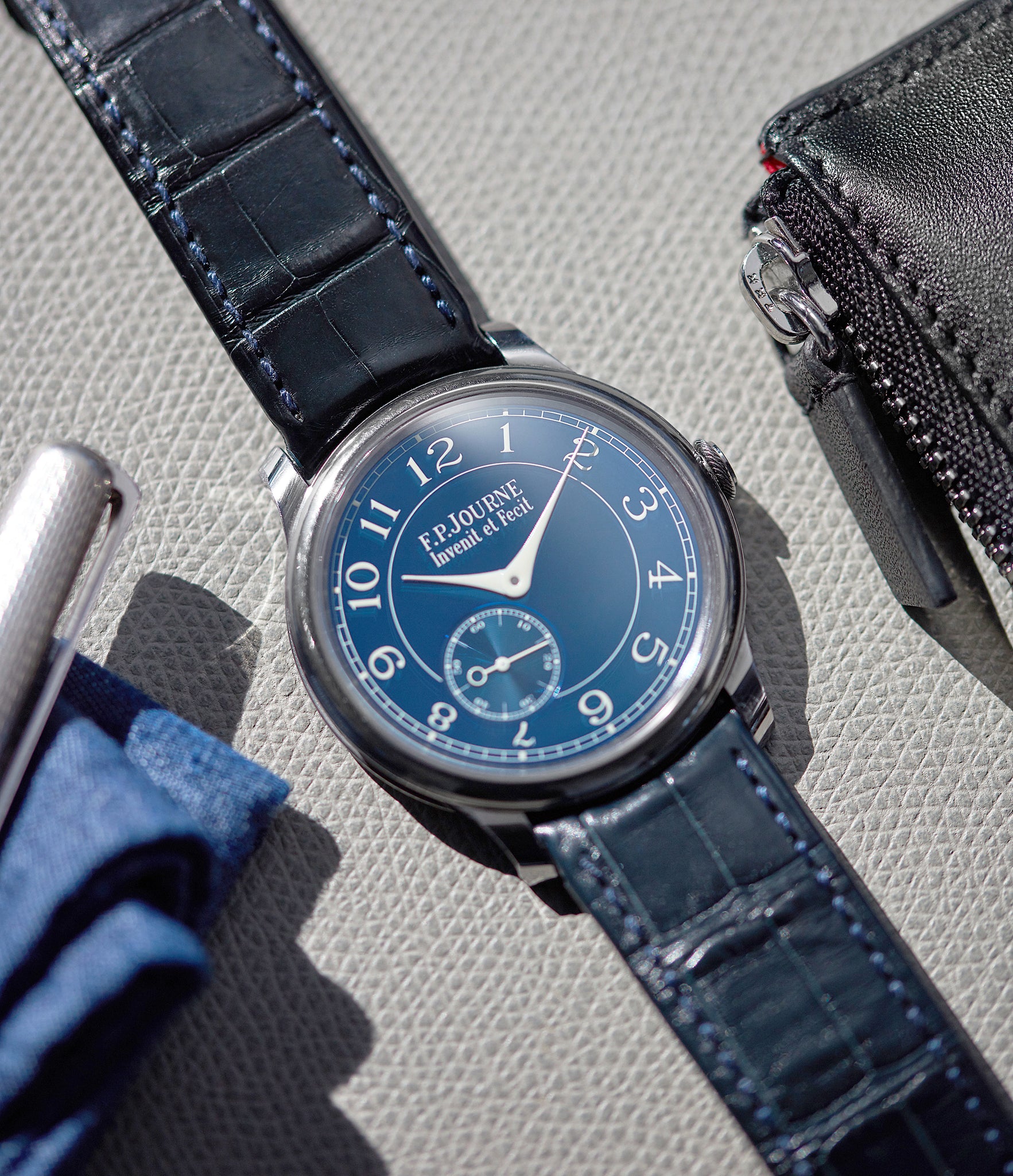F. P. Journe Chronometre Bleu tantalum blue dial watch independent watchmaker for sale online at A Collected Man London UK specialist of rare watches 