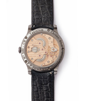 hand-made movement F. P. Journe Chronometre Bleu tantalum blue dial watch independent watchmaker for sale online at A Collected Man London UK specialist of rare watches 