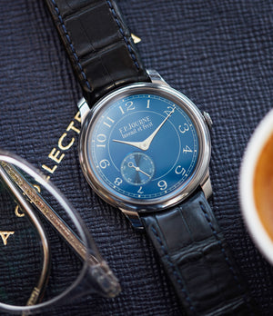 blue dial F. P. Journe Chronometre Bleu tantalum watch independent watchmaker for sale online at A Collected Man London UK specialist of rare watches 