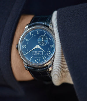 men's wristwatch F. P. Journe Chronometre Bleu tantalum blue dial watch independent watchmaker for sale online at A Collected Man London UK specialist of rare watches 
