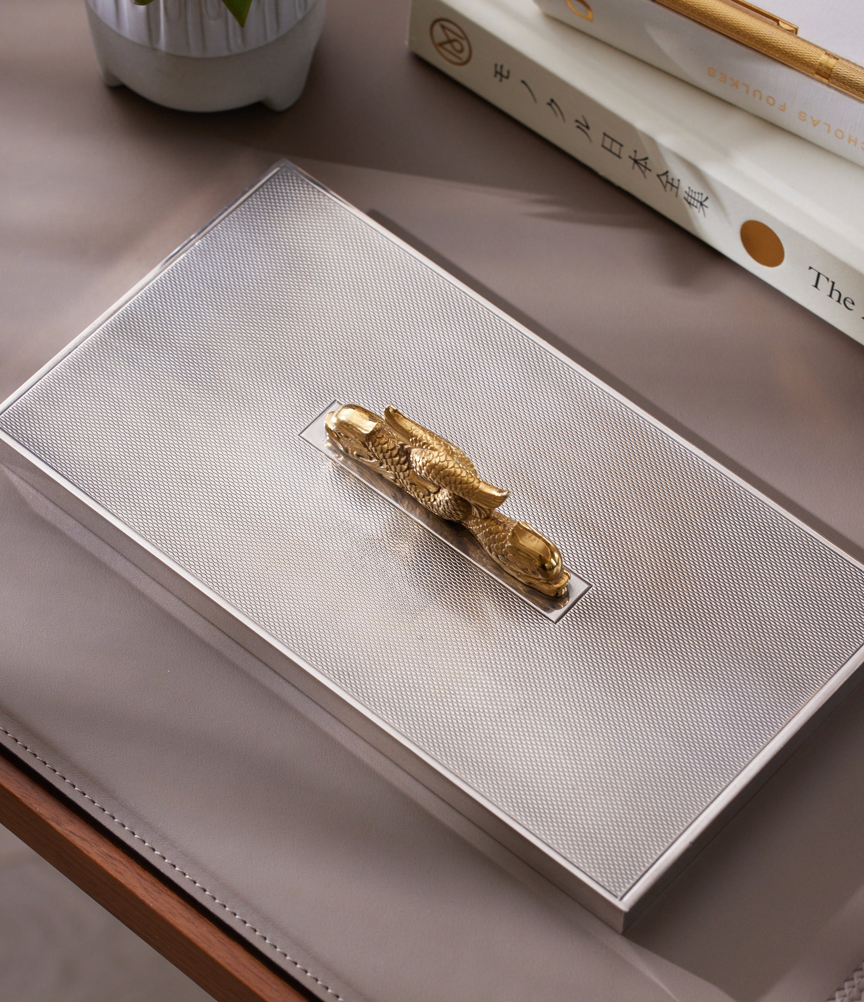 Hermès Cigarette Box | Nautical Design with Dolphins | Silver-gilt Plated A Collected Man London