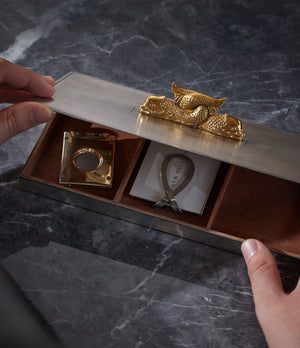 Hermès Cigarette Box | Nautical Design with Dolphins | Silver-gilt Plated A Collected Man London