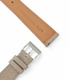 Buy 19mm Copenhagen Molequin watch strap light taupe suede leather box stitched quick-release springbars buckle handcrafted European-made for sale online at A Collected Man London