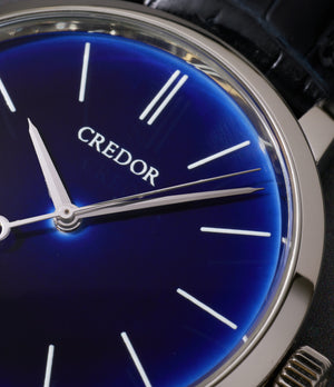 Front Dial Macro | Credor Eichi II | 'Ruri' Blue Dial | GBLT997 | Platinum | A Collected Man | Available Worldwide