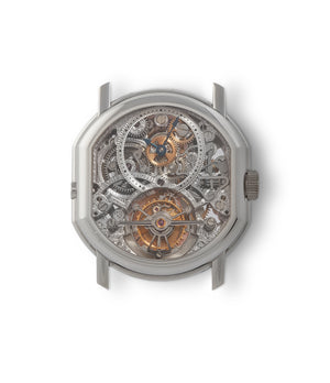 side-view buy Daniel Roth Skeletonised Tourbillon platinum ellipse case for sale online at A Collected Man London