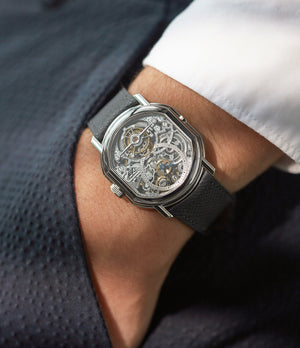men's wristwatch Daniel Roth Skeletonised Tourbillon platinum ellipse case for sale online at A Collected Man London