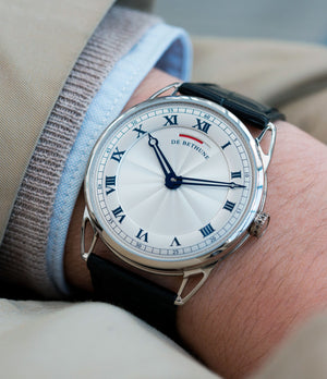 on the wrist De Bethune DB25 white gold preowned luxury gentlemen's wristwatch for sale online at A Collected Man London approved reseller of independent watchmakers