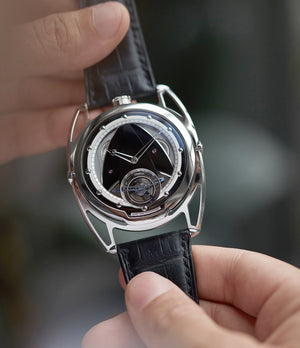 hand-on with De Bethune DB28T tourbillon titanium time-only watch from independent watchmaker for sale online at A Collected Man London UK specialist of rare watches