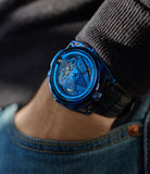 men's luxury blue watch De Bethune DB28 Kind of Blue titanium rare limited edition independent watchmaker for sale at A Collected Man London UK specilaist of rare watches