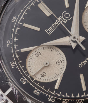 black dial vintage Eberhard Contograf chronograph steel sports watch for sale online at A Collected Man London UK specialist of rare watches