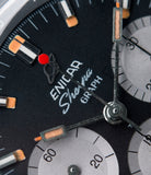 072-02-01 Jim Clark Sherpa Graph 300 Enicar MKIII black dial steel vintage chronograph watch at A Collected Man London UK specialist of rare watches