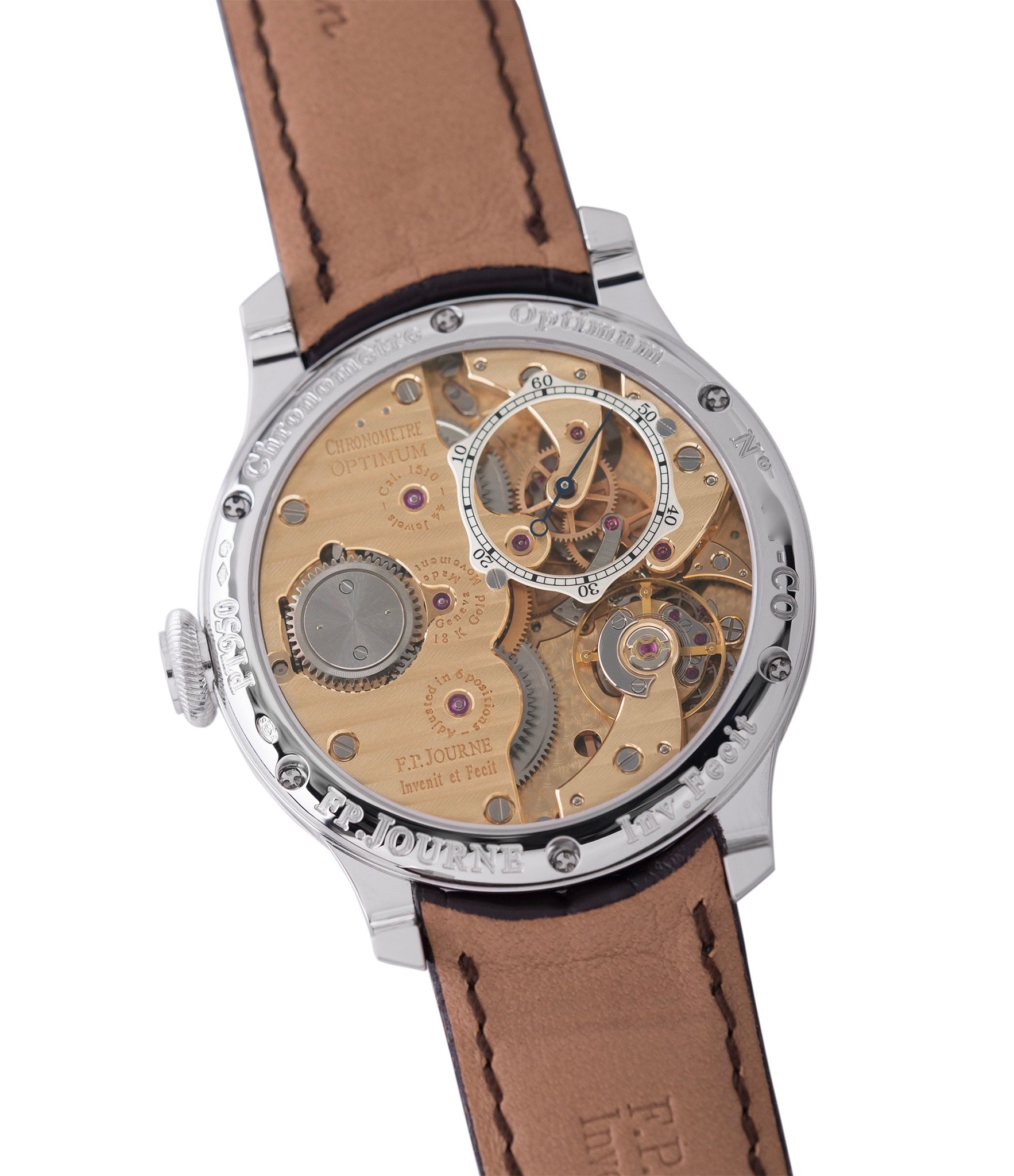 Cal. 1510 manual-winding F. P. Journe Chronometre Optimum platinum rare watch for sale online at A Collected Man London approved retailer of independent watchmakers