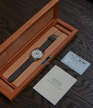 pre-owned full set F. P. Journe Chronometre Souverain platinum 40mm Cal. 1304 manual-winding silver dial time-only dress watch for sale online at A Collected Man London UK specialist independent watchmakers