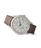 side-shot Journe Chronometre Souverain platinum 40mm Cal. 1304 manual-winding silver dial time-only dress watch for sale online at A Collected Man London UK specialist independent watchmakers