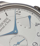 silver guilloche dial Journe Chronometre Souverain platinum 40mm Cal. 1304 manual-winding silver dial time-only dress watch for sale online at A Collected Man London UK specialist independent watchmakers