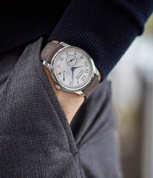 men's wristwatch F. P. Journe Chronometre Souverain platinum 40mm Cal. 1304 manual-winding silver dial time-only dress watch for sale online at A Collected Man London UK specialist independent watchmakers