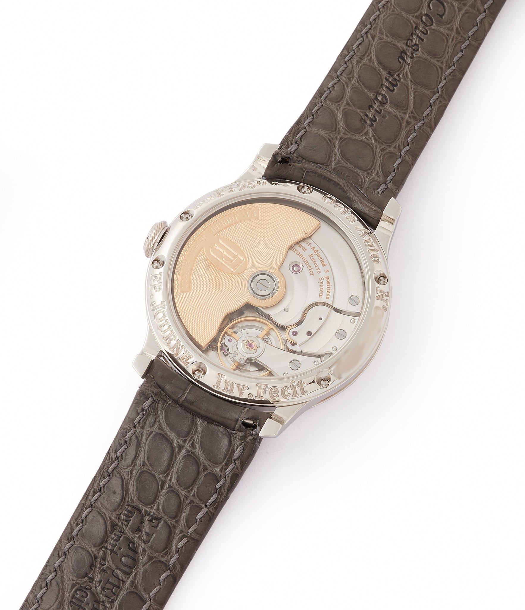 Cal. 1300.3 brass movement rare F. P. Journe Octa Lune 061-03L platinum rare watch for sale online at A Collected Man London specialist of independent watchmakers