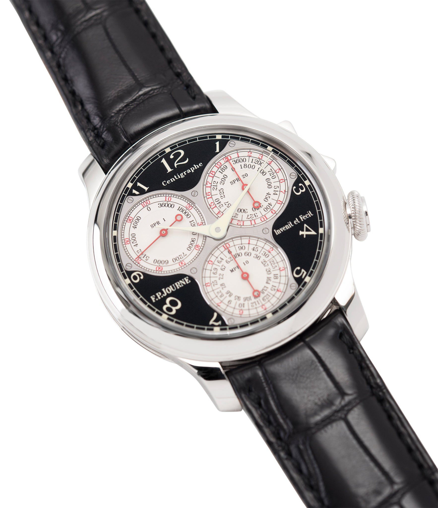 shop F. P. Journe Centigraphe Souverain Black Label 40 mm platinum pre-owned rare watch for sale online at A Collected Man London approved retailer of independent watchmakers