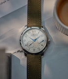 Purchase 20mm x 19mm Cape Town Molequin F. P. Journe curved watch strap khaki olive green nubuck leather quick-release springbars buckle handcrafted European-made for sale online at A Collected Man London