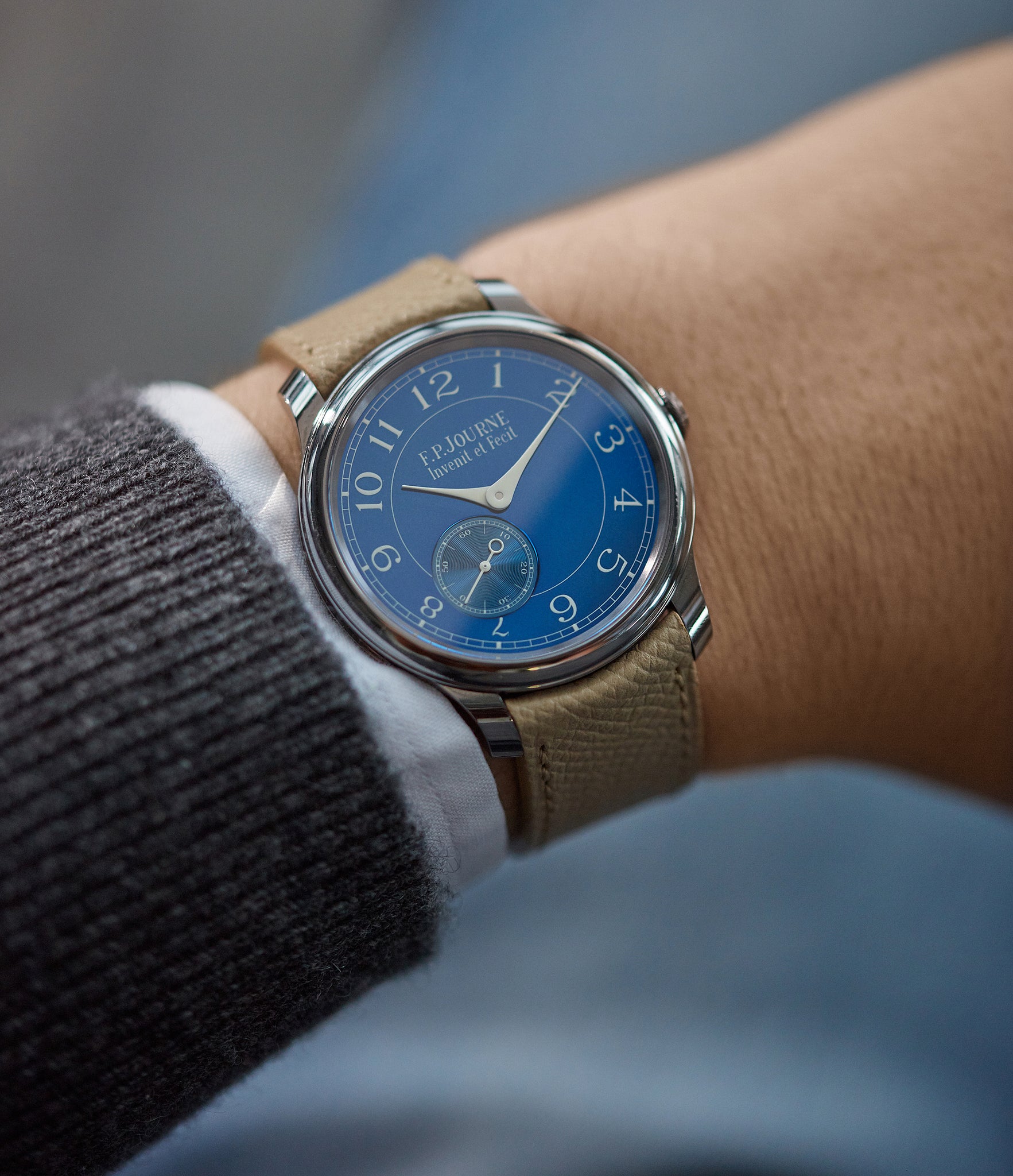 rare F. P. Journe Chronometre Bleu tantalum blue dial dress watch independent watchmaker for sale online at A Collected Man London