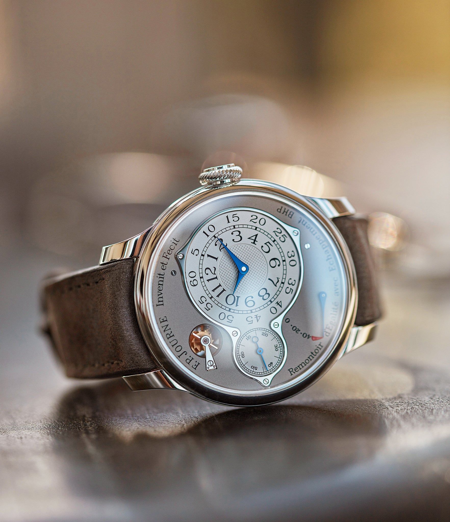 Journe Chronometre Optimum grey dial time-only dress watch for sale online at A Collected Man London UK specilalist of independent watchmakers
