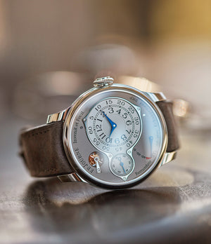 Journe Chronometre Optimum grey dial time-only dress watch for sale online at A Collected Man London UK specilalist of independent watchmakers