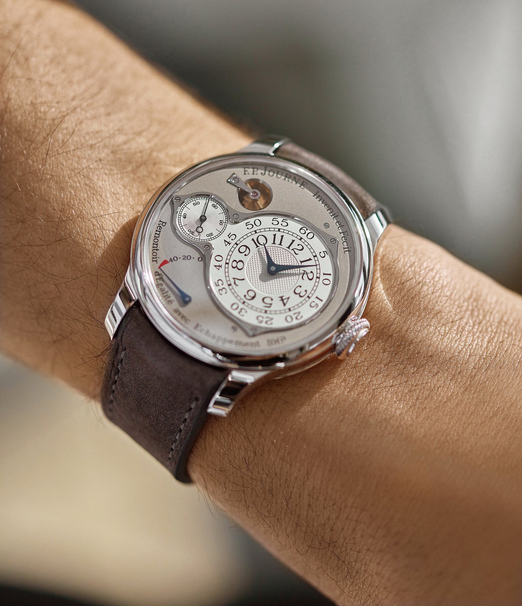 Chronometre Optimum F. P. Journe grey dial time-only dress watch for sale online at A Collected Man London UK specilalist of independent watchmakers