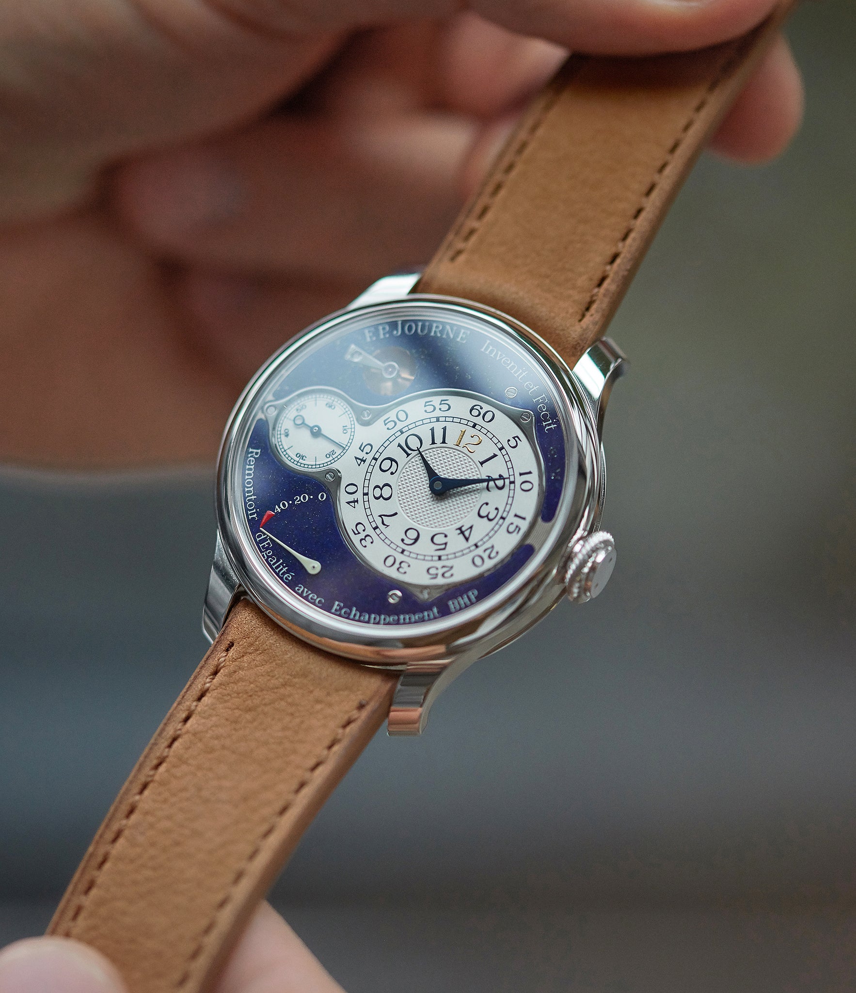 rare F. P. Journe Chronometre Optimum Lapis Lazuli unique piece blue stone dial pre-owned dress watch for sale A Collected Man London UK specialist independent watchmaker