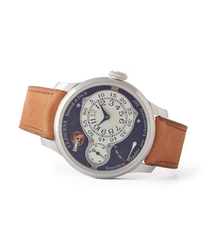 side-shot Journe Chronometre Optimum Lapis Lazuli one-of-a-kind unique piece blue stone dial pre-owned dress watch for sale A Collected Man London UK specialist independent watchmaker