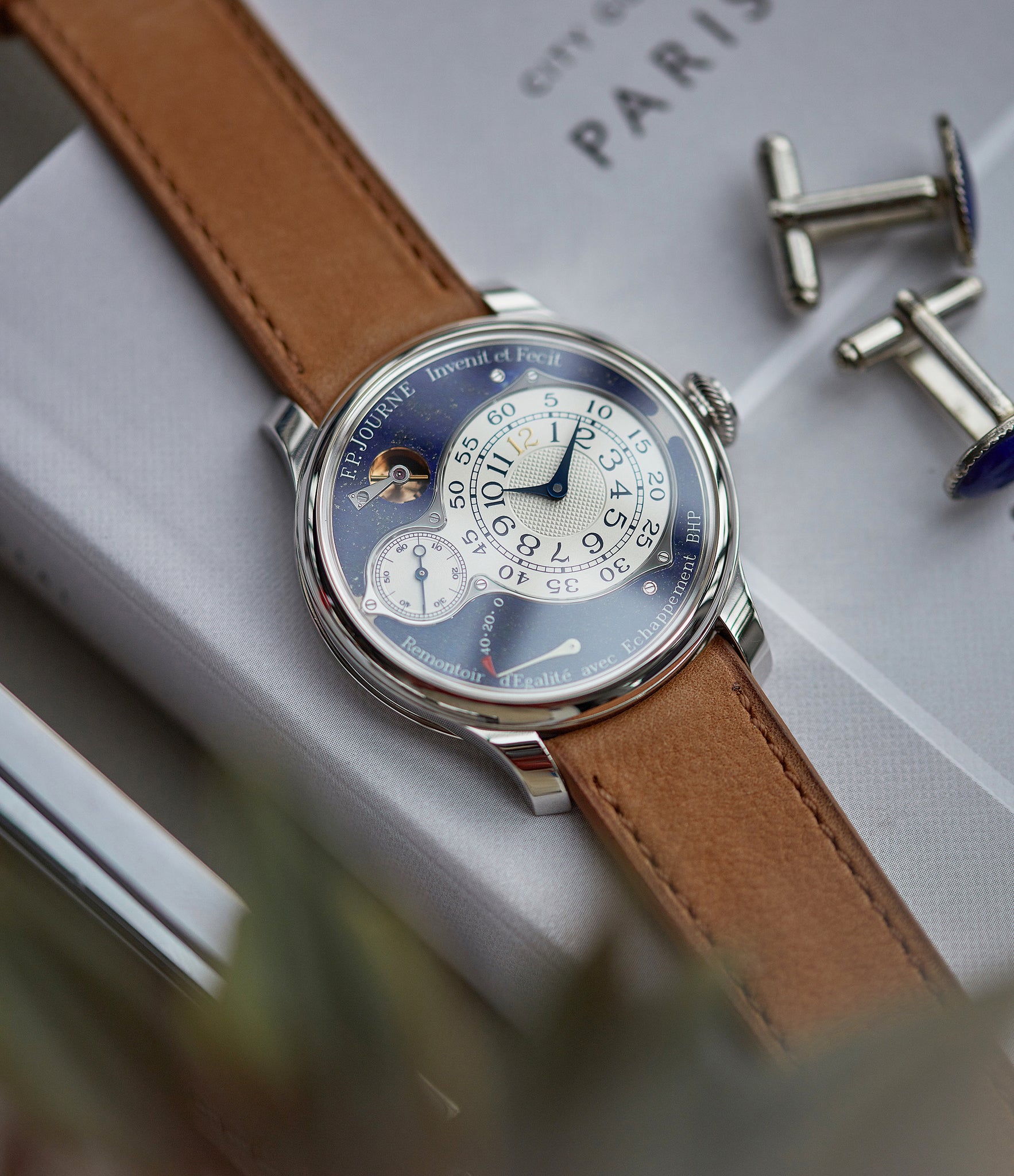 independent watchmaker F. P. Journe Chronometre Optimum Lapis Lazuli blue stone dial dress watch for sale A Collected Man London UK specialist independent watchmaker