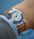 selling F. P. Journe Chronometre Optimum Lapis Lazuli unique piece blue stone dial dress watch for sale A Collected Man London UK specialist independent watchmaker