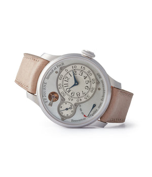 side-shot unique Journe Chronometre Optimum mother of pearl dial platinum dress watch independent watchmaker for sale online A Collected Man London UK specialist rare watches
