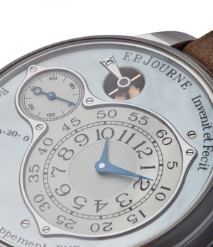white mother of pearl unique dial F. P. Journe Chronometre Optimum platinum dress watch independent watchmaker for sale online A Collected Man London UK specialist rare watches