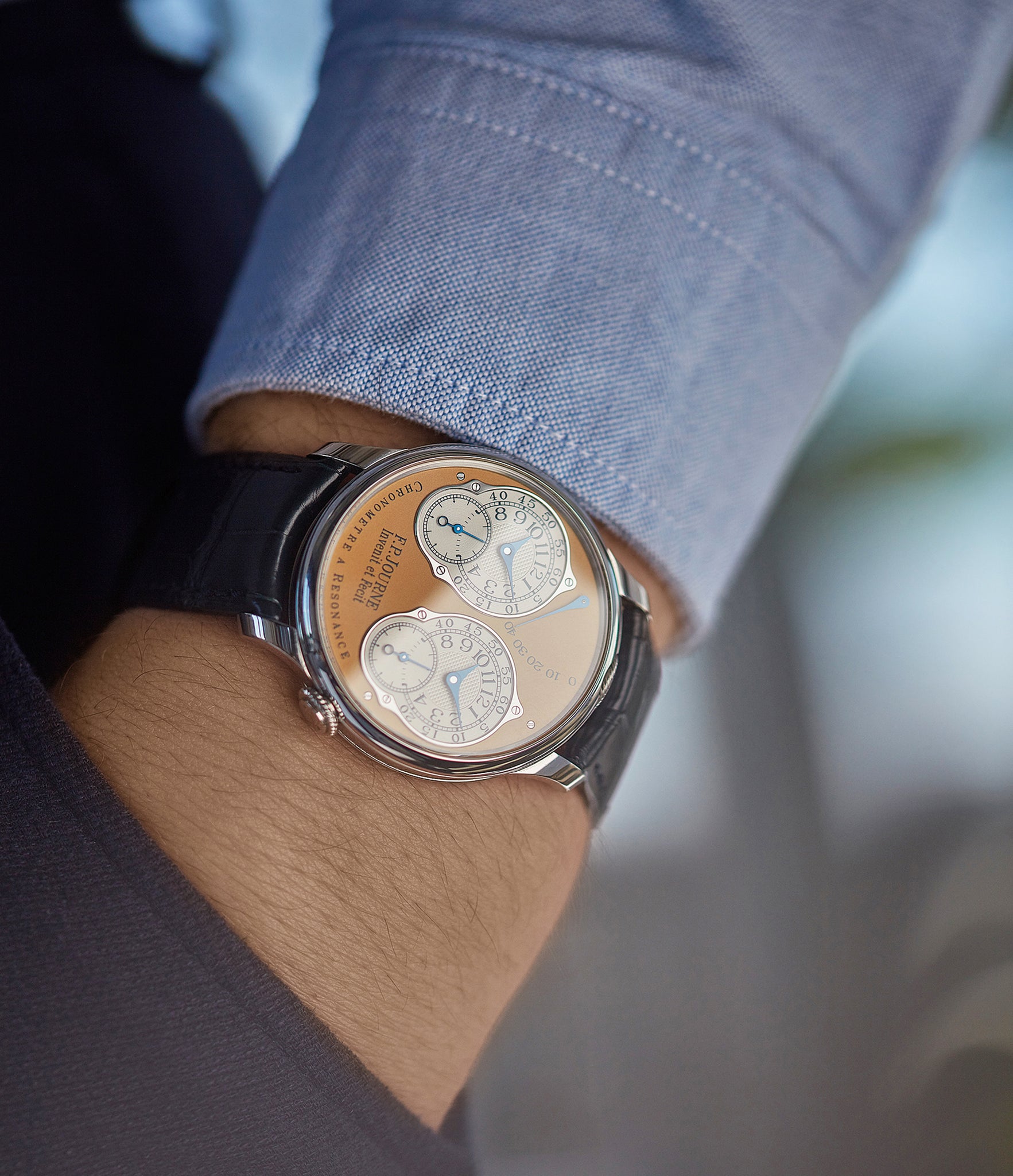 pre-owned F.P. Journe Limited Edition Chronomètre Résonance steel 38mm dress watch for sale online at A Collected Man London UK specialist of independent watchmakers