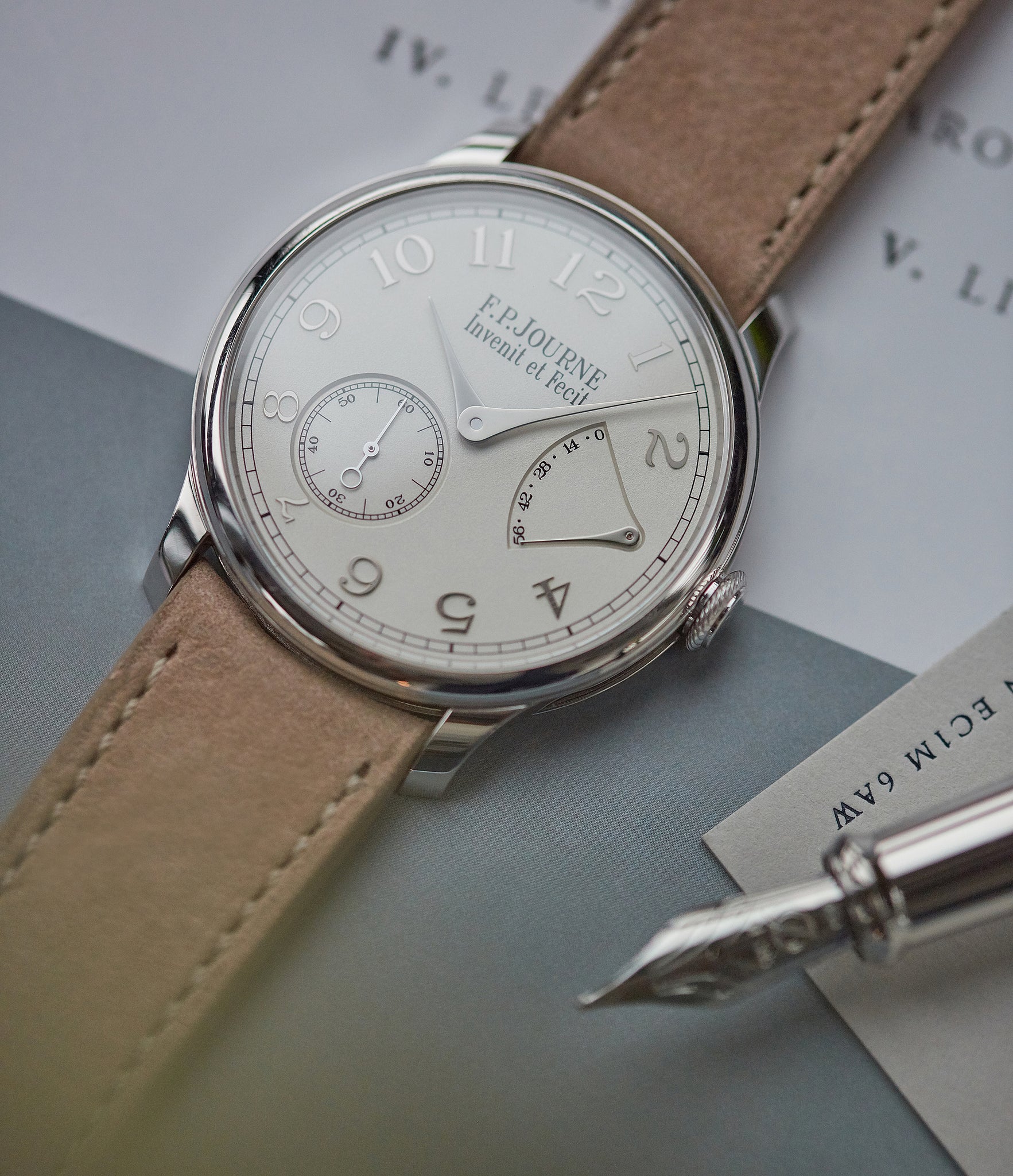 sell F. P. Journe Chronometre Souverain 38mm platinum silver custom dial for sale online at A Collected Man London UK specialist of independent watchmakers