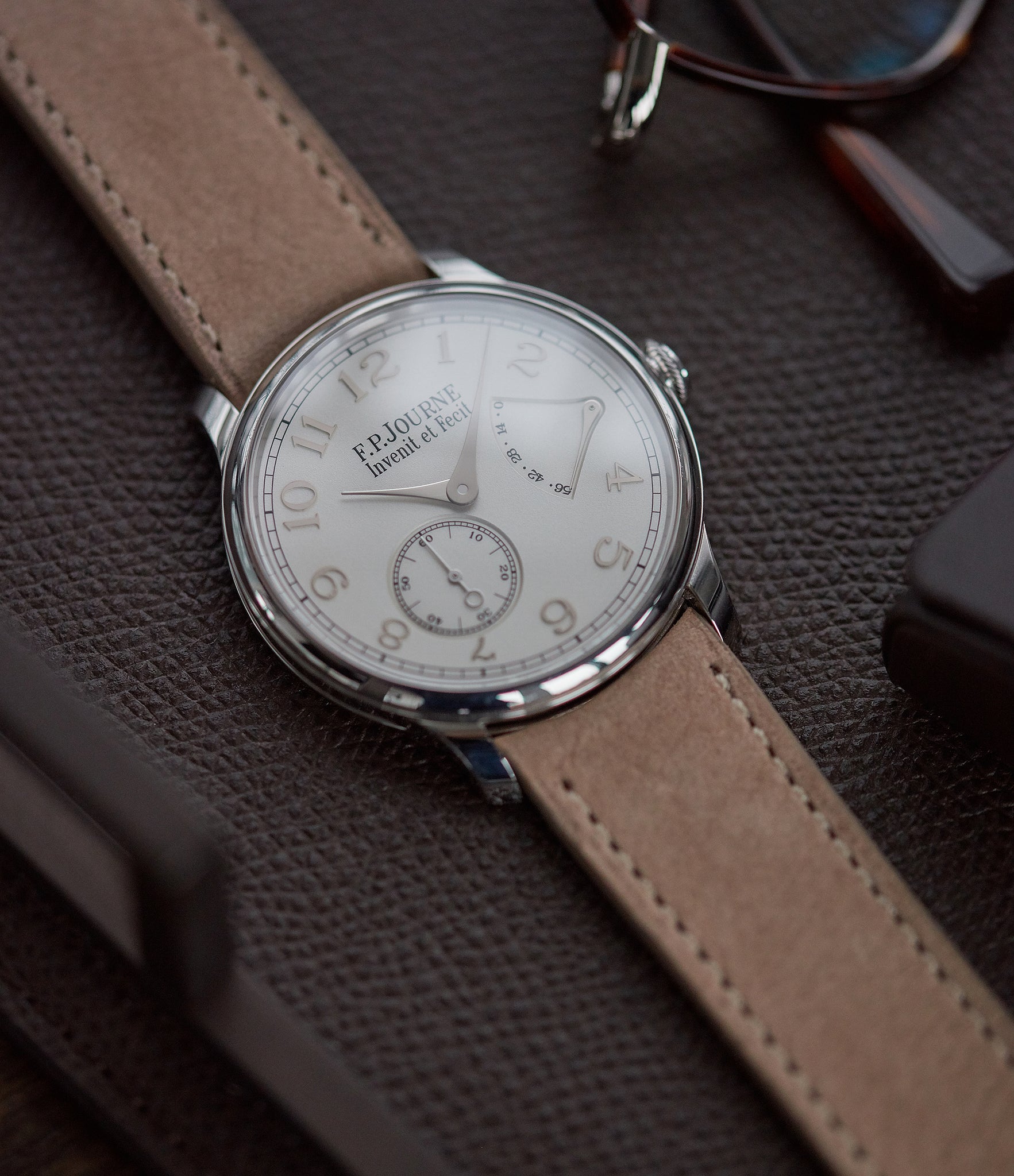 F. P. Journe Chronometre Souverain 38mm platinum silver custom dial for sale online at A Collected Man London UK specialist of independent watchmakers
