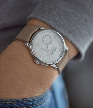 rare unique F. P. Journe Chronometre Souverain 38mm platinum silver custom dial for sale online at A Collected Man London UK specialist of independent watchmakers