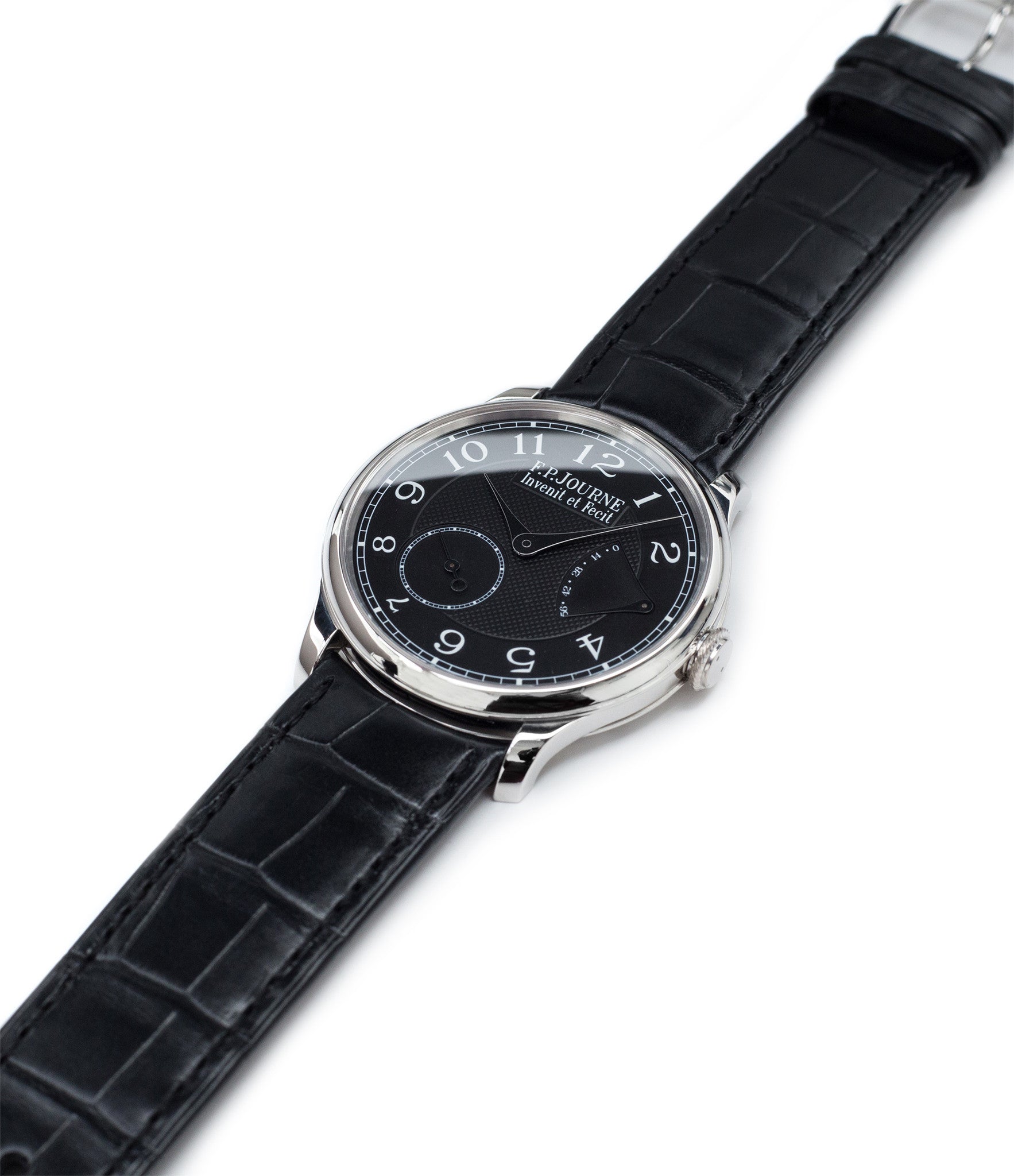 buy black dial dress watch F. P. Journe Chronometre Souverain Black label platinum 38 mm watch online at A Collected Man